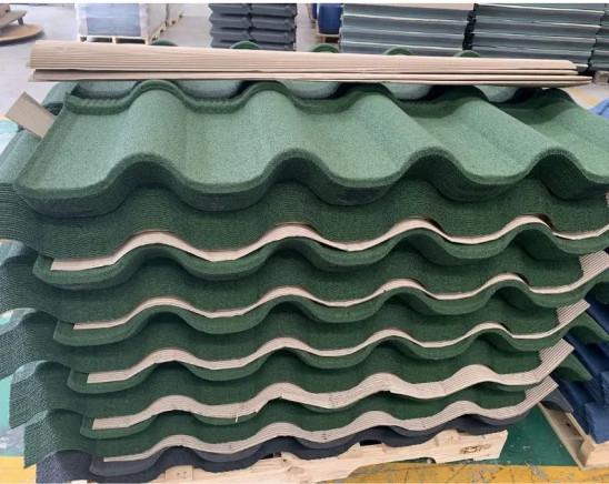 Groove /Golan Tile Frosts Green Color Stone Coated Tile 0.45 AZ70 Stone Coated
