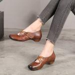 S502 Retro Ethnic Style Handmade Leather Women'S Shoes Fashion New Simple Velcro