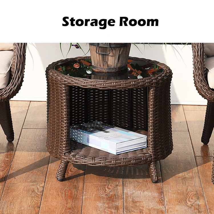 Modern Design Woven PE Rattan Armchair and Dining Table Set for Outdoor Villa Balcony