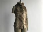 Natural Flax Color Ladies Faux Fur Coats With Funnel Neck Multi Size TW76418