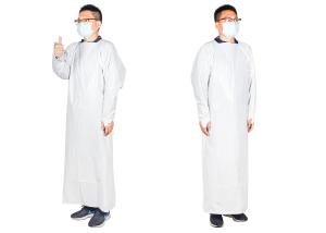 China Polyethylene Disposable Plastic PE Isolation Gown Anti-Wear Long Sleeve factory
