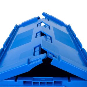 Logistics Distribution Container 100% PP Solid Moving Crate with Lid Customized