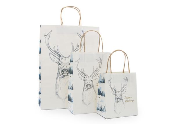 China Flat Bottom Fancy Christmas Wrapping Paper Bag Grossgrain Ribbon Handle factory