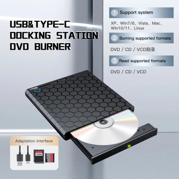 China External CD DVD Burner USB 3.0 USB C CD-RW Drive DVD-RW Burner Writer Player factory