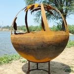 1000mm Outdoor Corten Steel Round Fire Pit For Wood Manual Ignition