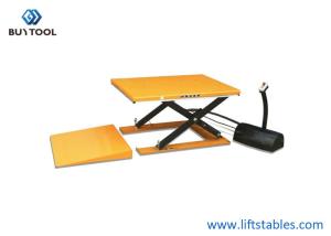 China 1000kg Ultra Low Profile Lift Table Cart Electric Yellow Pit Free factory
