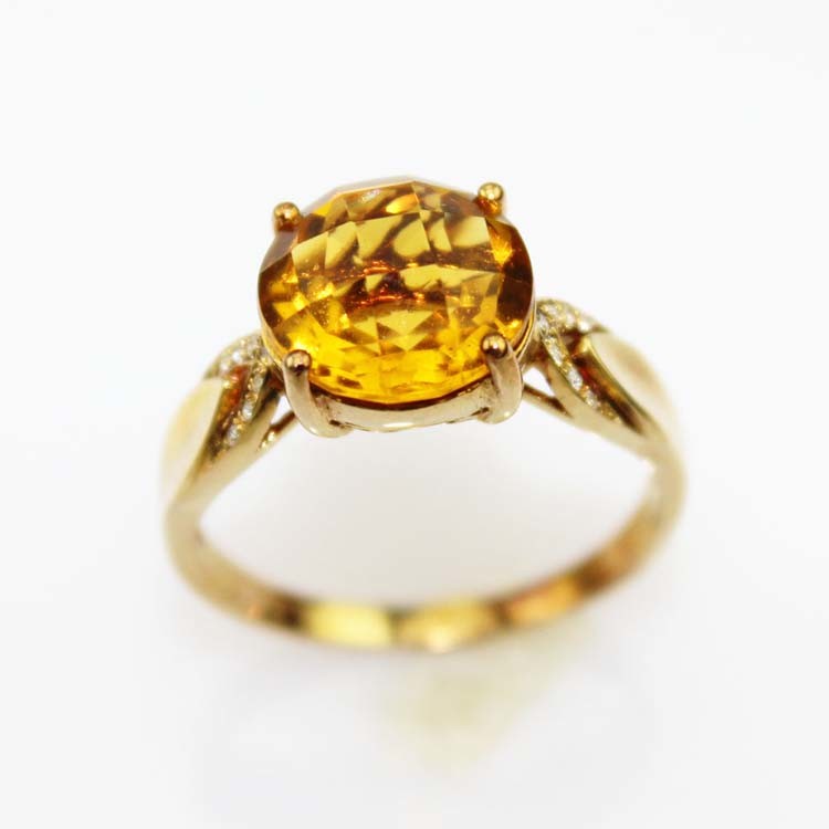 Round Garnet Cubic Zircon 925 Silver Ring with Whtie Gold Plated (R233)