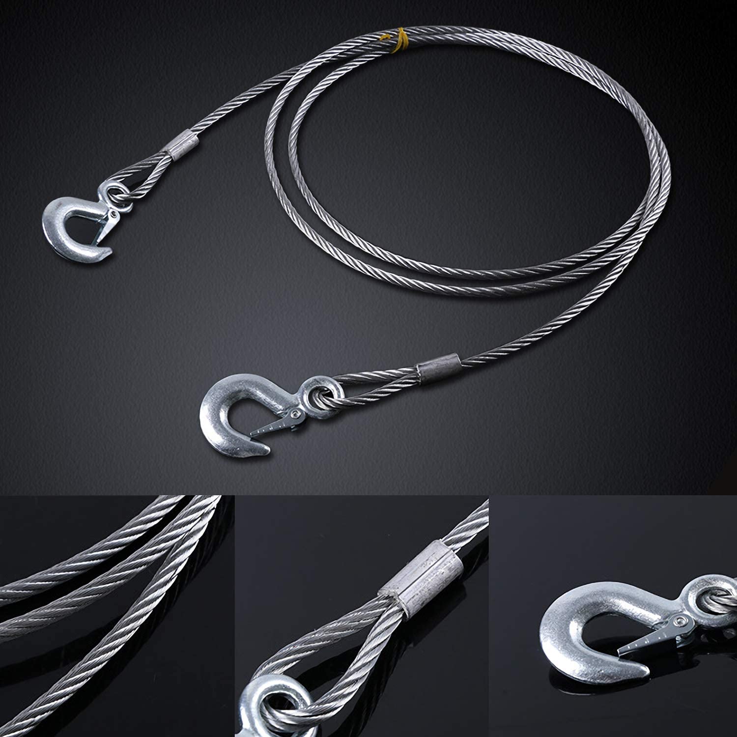 Rollback Crane Wrecker Tow Truck Steel Winch Cable Wire Rope Non-Alloy 6x19 IWRC Construction with Hook