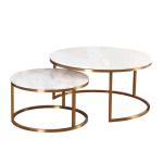 Modern Design Metal Base Marble Coffee Table Set
