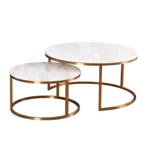 China Modern Design Metal Base Marble Coffee Table Set factory