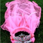 Children's crown veil, girls head flower veil headband, wedding princess wreath,