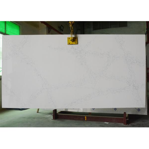 Solid Surface White Quartz Stone Scratch Resistance For Work Top / Table Top