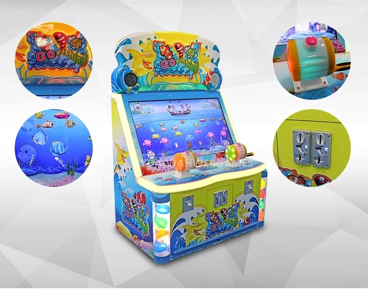 Two Players Fishing Game Machine With Colorful LED Lights Wood + Acrylic Material