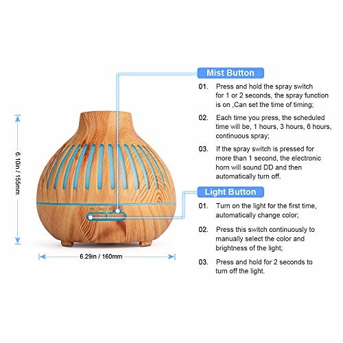 10W 400ML Wood Grain hollow Aromatherapy Humidifier