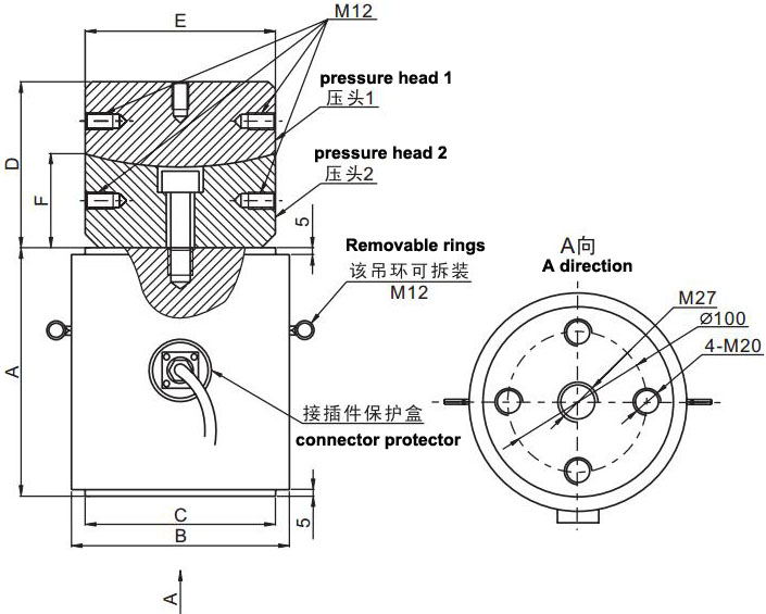 200 ton 300 ton 500 ton 1000 ton load cell weight sensor