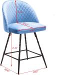 26 Inch Upholstered Padded Saddle Bar Stools , Blue Velvet Bar Stools Metal