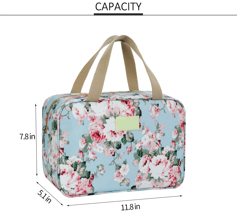 Waterproof Zippered Floral Travel Make Up Bag For Women