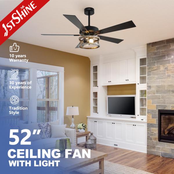 1stshine 52" MDF Industrial Style Ceiling Fan with Remote Control and LED Light
