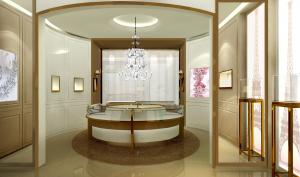China Eco Friendly Wood Jewelry Display Showcase For Luxury Accessories Store factory