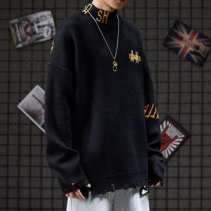 Plus Size Ripped Crewneck Pullover Sweatshirt Frayed Trim