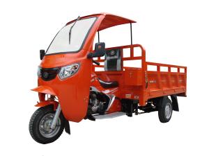 China Orange 200cc 250cc Three Wheeler / Three Wheel Cargo Motorcycle With Cargo Roof factory