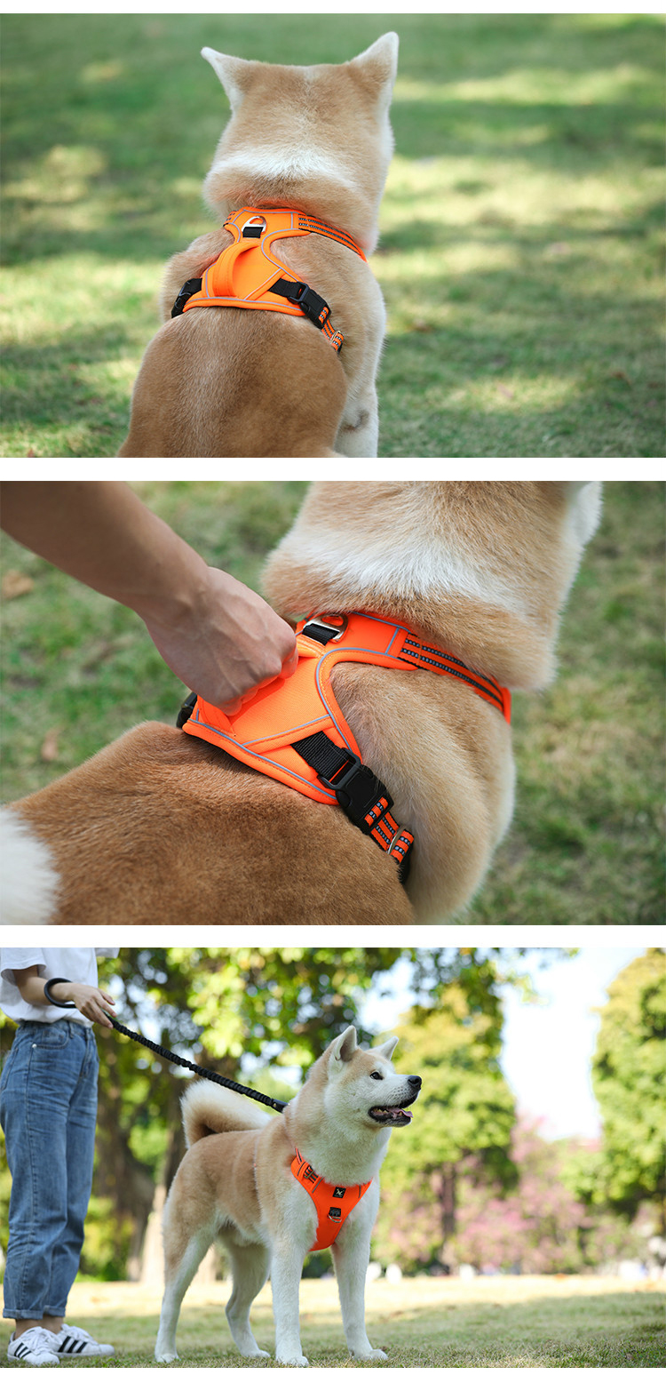 Nylon Dog Harness Control Handle Breathable Mesh Reflective Design Custom Logo Decoration