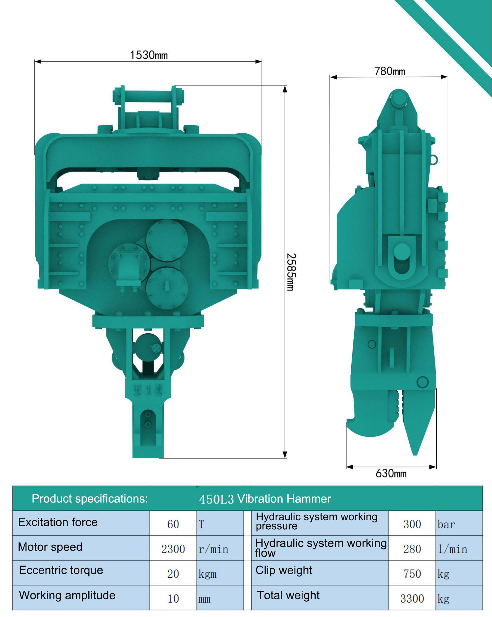 Excavator Vibration Hammer Excavator Vibratory Pile Driver For Hitachi