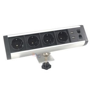 Desk edge mounted removable power strip clamp table socket with double usb