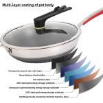 Hot Selling Kitchen 32cm Induction Wok Pan SUS 304 Stainless Steel Honeycomb Non