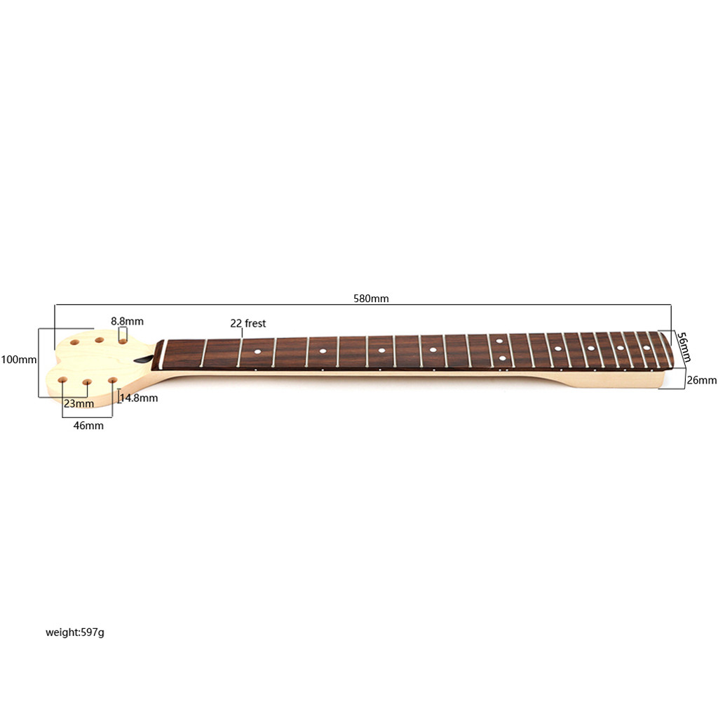 Durable Heart Shaped Head 6 String Bass Guitar Neck 22.83 Inches Length