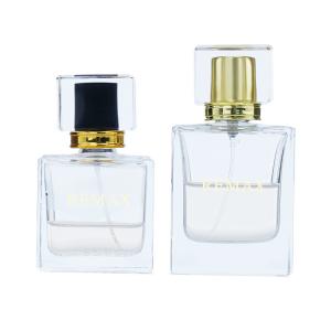 China 50ml Glass Perfume Bottle Cosmetic Packaging With Gold/Black Threaded Cap factory