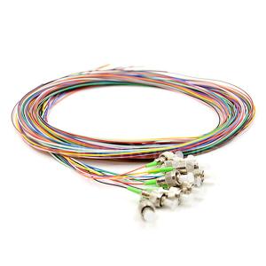 China 12 Fibers FC/APC 9/125 Single Mode Color-Coded Fiber Optic Pigtail – Unjacketed factory