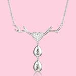 50cm Chain 304 Stainless Steel Deer Necklace With Nameplate Pendant