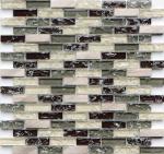 Brown rectangle crack crystal glass mix metal mosaic tile for wall boarder