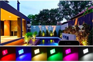 China 25000H TUYA WiFi LED Flood Light Tempered Glass Aluminum Die Casting factory