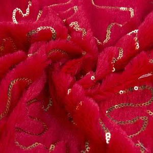 DDP Free Sample Textiles Best Design Reversible Gold Sequin Red/Pink/Grey Velvet