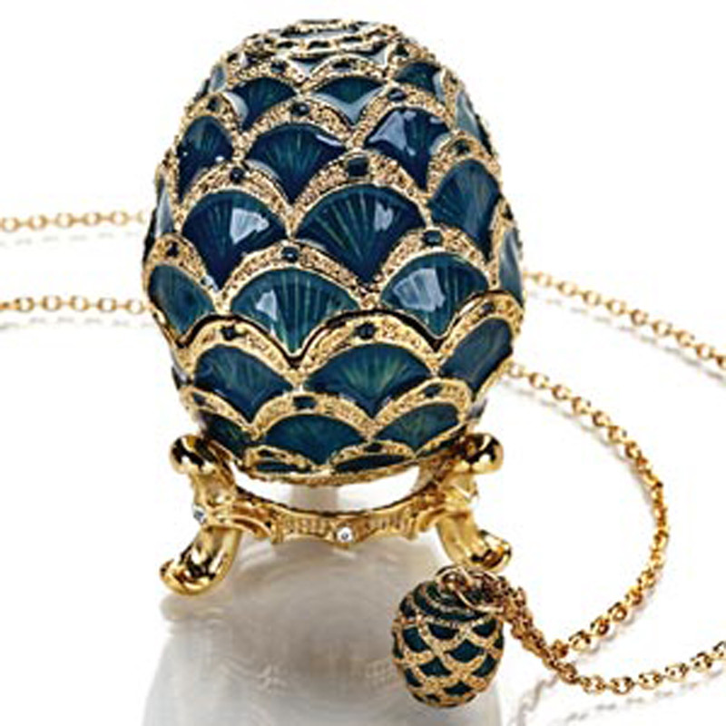Enamel Green Faberge Egg Jewelry Box Faberge Easter Egg Trinket Box Gift Box Decoration Faberge Egg Jewelry Trinket Box