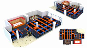 China 339M2 Popular in Amercia Large Trampolines for Sale Large Trampoline Big Square Trampoline factory