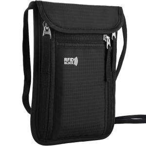 China Custom Waterproof Travel Bags Neck Wallet RFID Blocking Passport Holder With Shoulder Strap factory