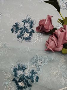 China Colored Mesh Embroidered Lace Fabric For Lady Garment factory