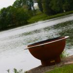 Large Portable 120cm Corten Steel Fire Pit For Courtyard