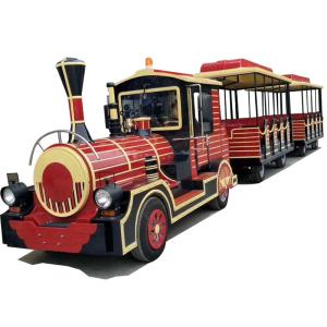 China 16 Persons Tourist Train Rides Mini Express Trackless Train 18km/H Steering System factory