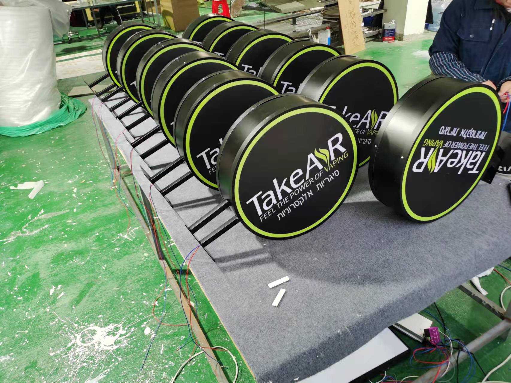 High quality outdoor Double sided round shape wall mount 3d led advertising acrylic light box sign