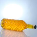 Glass Collar Super Flint Embossed Rum Vodka Whisky Tequila Gin Bottle with Cork