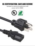 Black Jacket American Power Cord 125V 16AWG For Electronic Device UL 3 Pin Plug