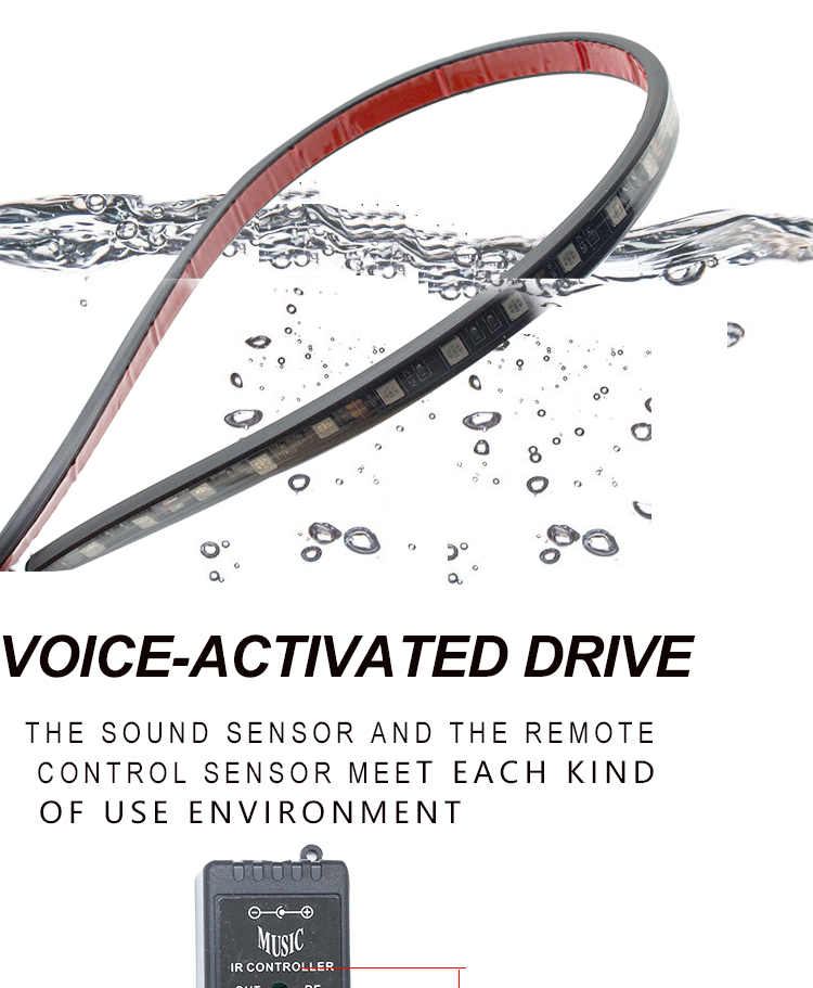 Colorful Voice Control Ambience Car Headlight Led Strip Decorative RF Rgb 5050