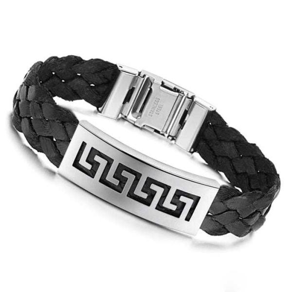Tagor Stainless Steel Jewelry Super Fashion Silicone Leather Bracelet Bangle