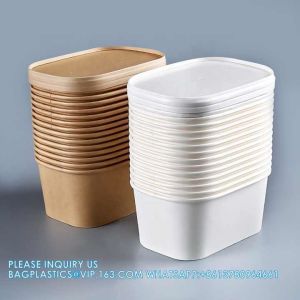 Biodegradable Rectangle Kraft Paper Bowl Recyclable Square Kraft Paper