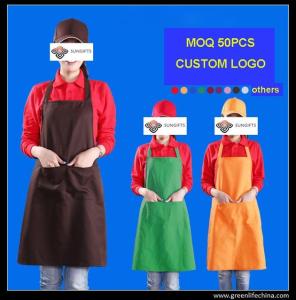 China Wholesale hot selling plain colors advertisment unisex aprons for kitchen ready for logo factory