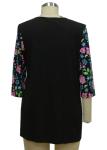 Soft Women'S Three Quarter Length Sleeve Shirts , Vintage Ladies Floral T Shirt